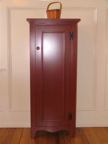 barn red canning cupboard