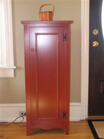 barn red canning cupboard